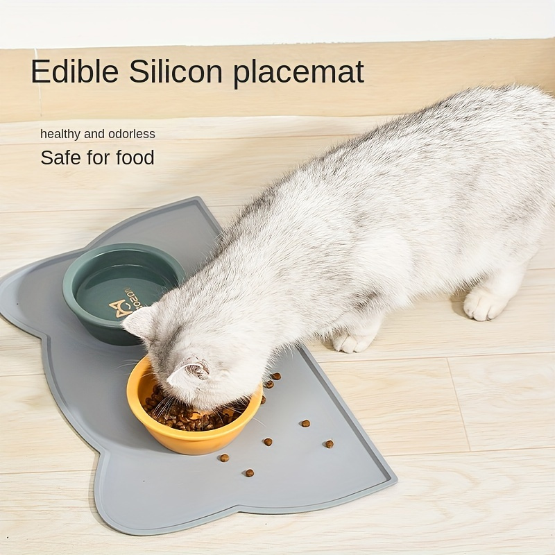 Baby Food Cat - แผ่นรองให้อาหารสัตว์เลี้ยงสำหรับสุนัขและแมว, ขอบซิลิโคนป้องกันการหก, แผ่นรองอาหารสัตว์เลี้ยงทำความสะอาดง่าย, แผ่นรองอาหารแมวซิลิโคนบาง, แผ่นรองชามแมว