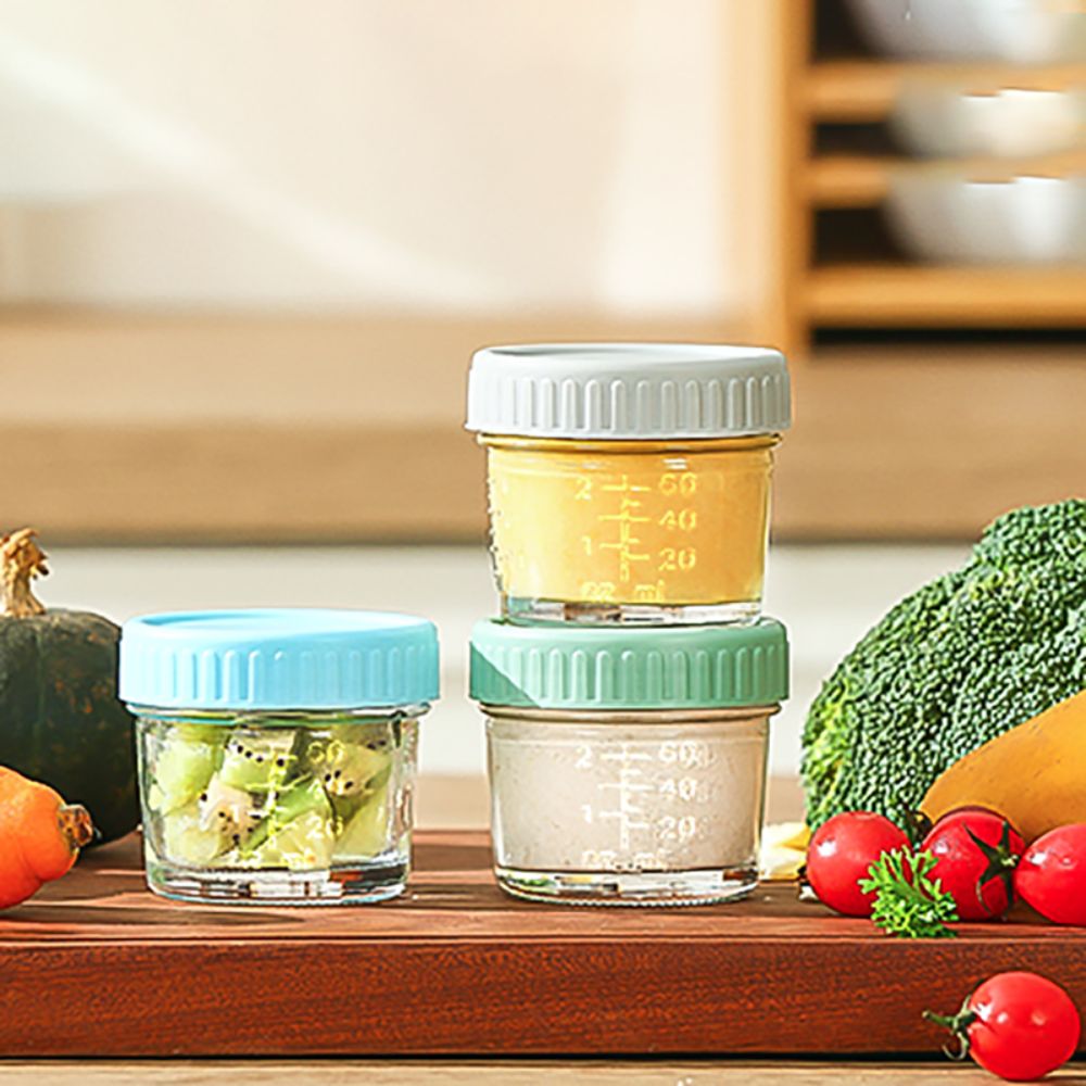 Baby Food Jars With Lids - ขวดแก้วเมสัน 6 ชิ้น สำหรับใส่อาหารเด็ก ใช้ซ้ำได้ พร้อมฝาปิด