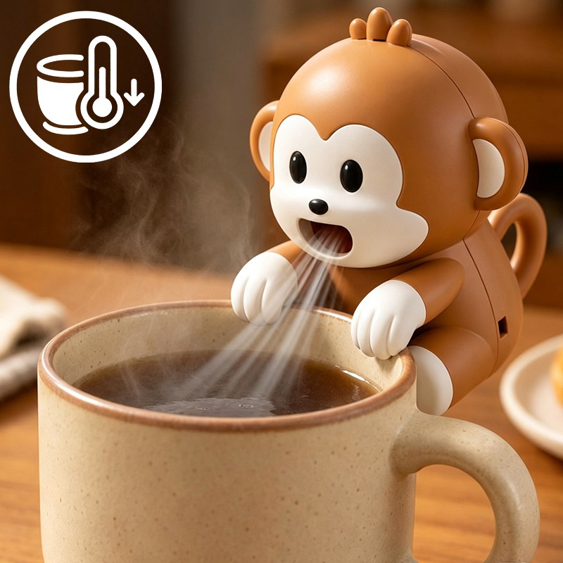 Baby Food Equipment - พัดลมระบายความร้อนรูปทรงลิงแบบพกพา ชาร์จผ่าน USB ปรับความเร็วได้ 3 ระดับ