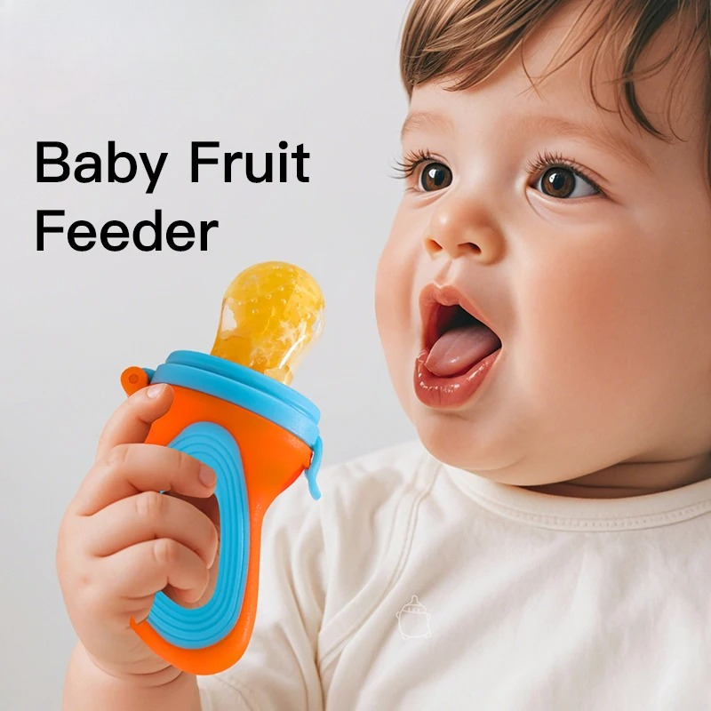 Baby Food Yummy - ที่ป้อนอาหารเด็กอ่อนสำหรับผลไม้และผัก พร้อมถุงตาข่ายขนาดกลาง ทำจากซิลิโคนเหลวเกรดอาหาร ให้ลูกน้อยรับประทานอาหารอย่างอร่อยและได้รับสารอาหารครบถ้วน
