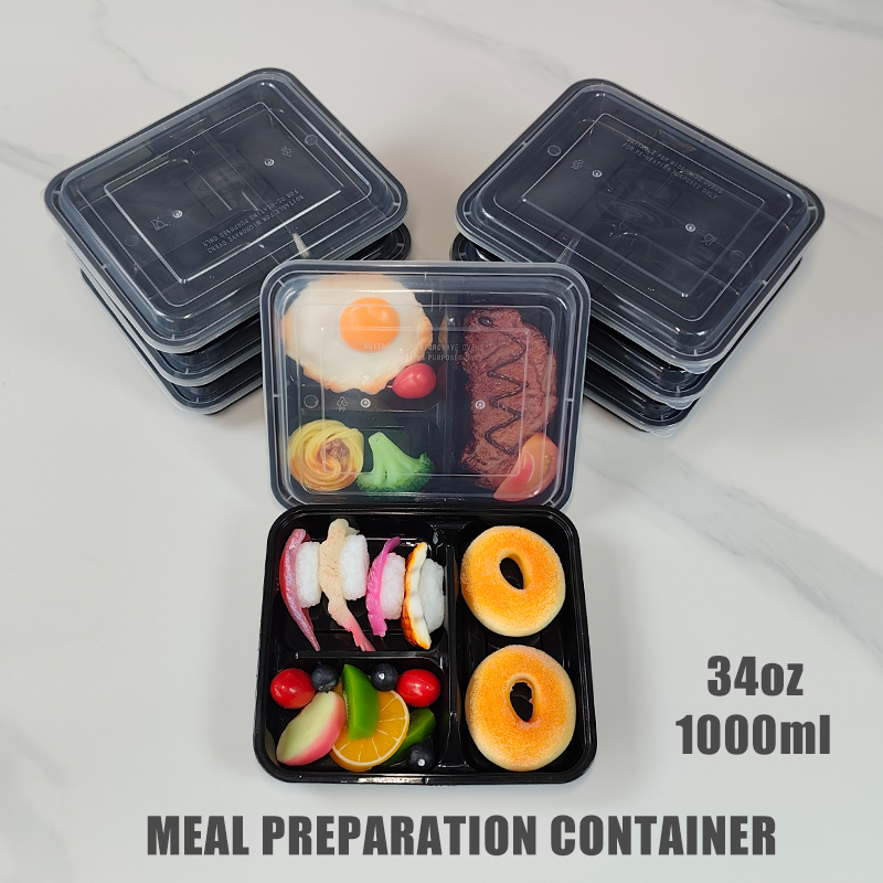 Snack Container Travel - กล่องเตรียมอาหาร 3 ช่อง ขนาด 34 ออนซ์/1000