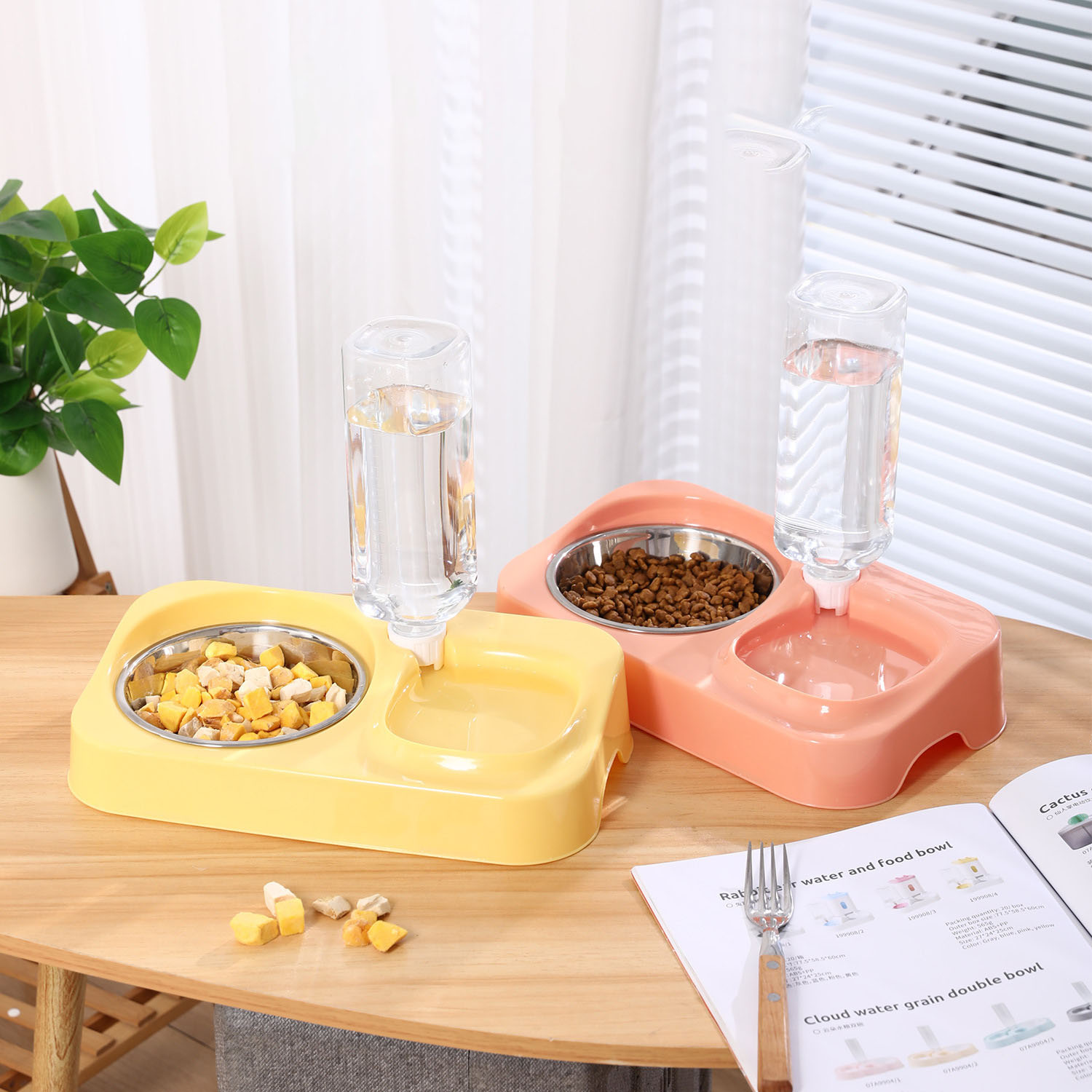 ชามอาหารสัตว์เลี้ยงแบบรวม 2 ช่ - Baby Food Cat บทวิจารณ์และราคา