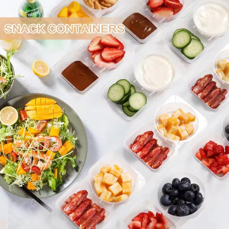 5/10/20PCS ภาชนะปรุงรสสองช่องพ - Snack Container Travel บทวิจารณ์และราคา